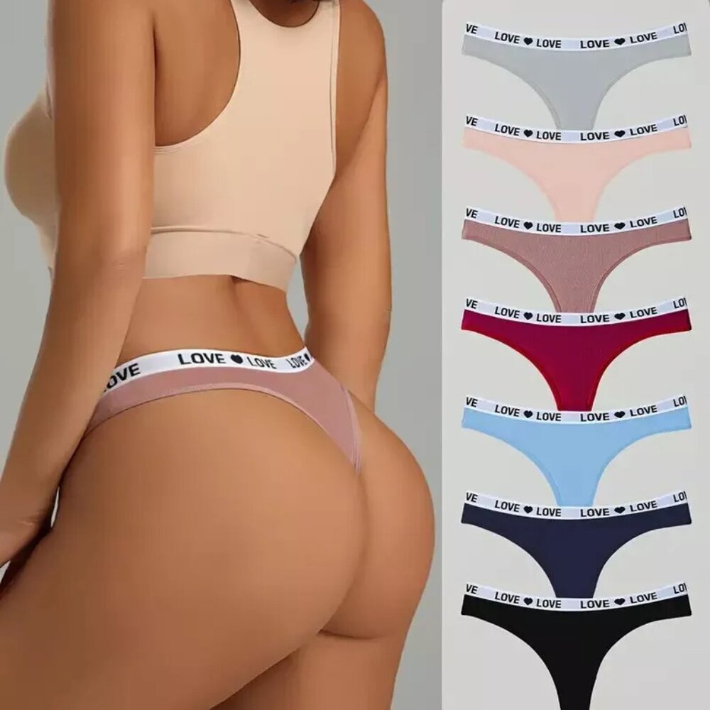 7 Pcs Sexy Alphabet Print Thongs